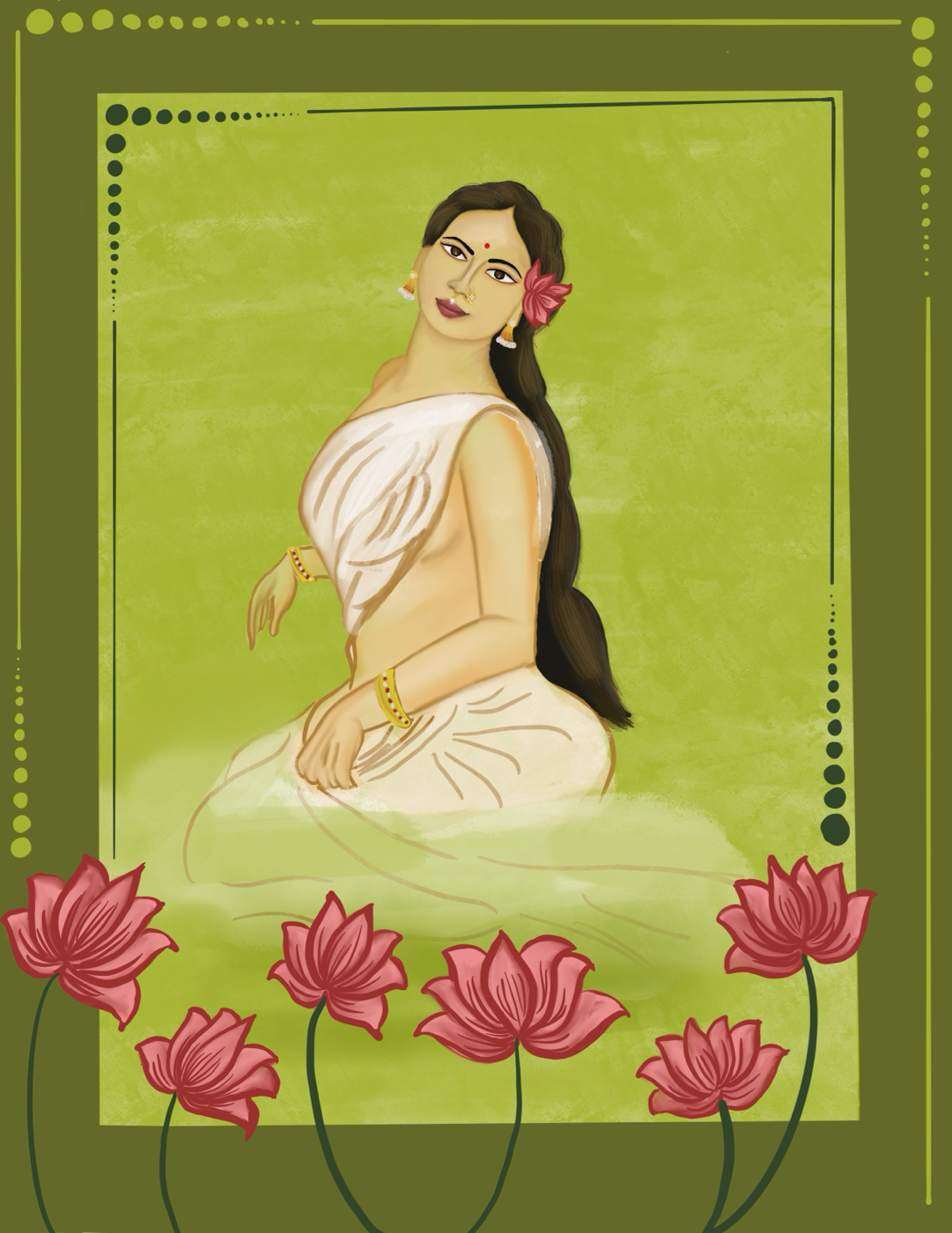 Seated with Lotuses